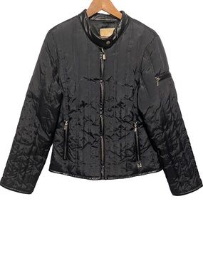 MICHAEL KORS Down Filled Cropped Moto Puffer Bomber Jacket